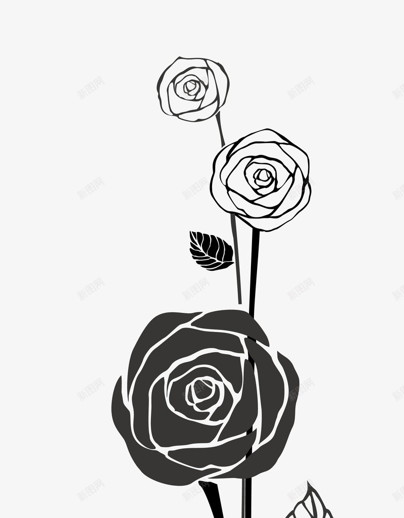 玫瑰矢量图eps免抠素材_新图网 https://ixintu.com 玫瑰 矢量玫瑰 线稿玫瑰 花卉 矢量图