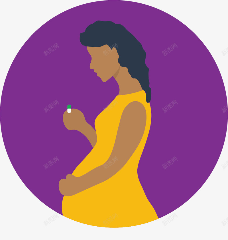长发孕妇png免抠素材_新图网 https://ixintu.com 孕妇 孕妇卡通 孕妇手绘 孕妈妈卡通 怀孕女人 长发