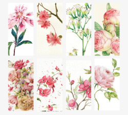 粉色矢量书签手绘花朵书签高清图片