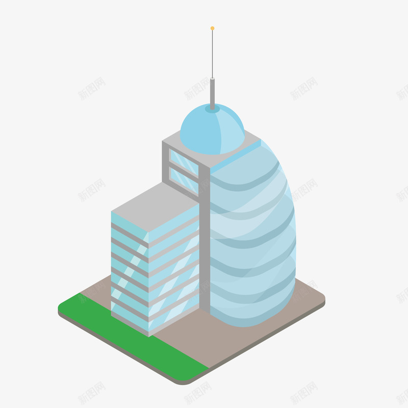 蓝色建筑矢量图ai免抠素材_新图网 https://ixintu.com 信号 光泽 发射 幕墙 建筑 灰色 玻璃 蓝色 阴影 矢量图