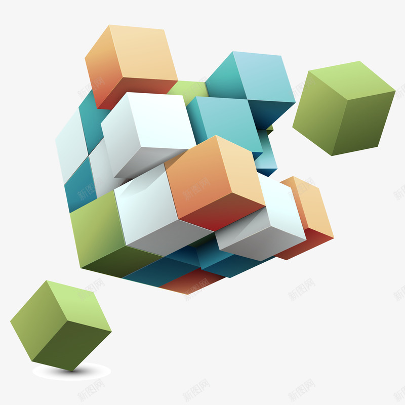 卡通3D立体方块png免抠素材_新图网 https://ixintu.com 3D 卡通方块 彩色方块 效果图 方块 立体方块