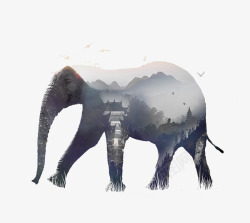 素描大象图案素材