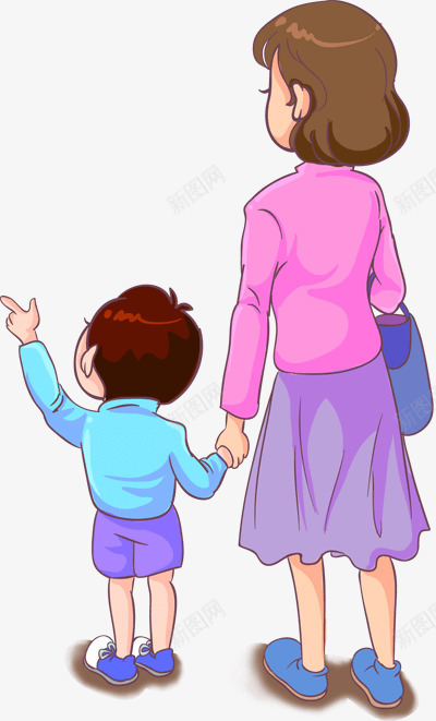 妈妈和儿子png免抠素材_新图网 https://ixintu.com 人物 人物插画 儿子 卡通人物 妈妈 插画