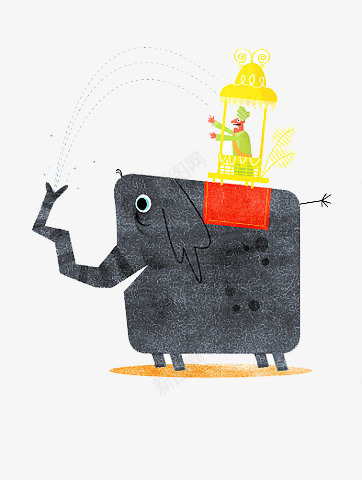 骑大象的人png免抠素材_新图网 https://ixintu.com 儿童插画 卡通 卡通插画 手绘 童话故事