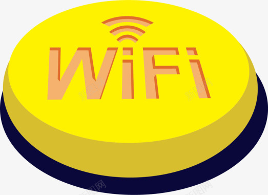 黄色按钮式wifi信号格图标图标