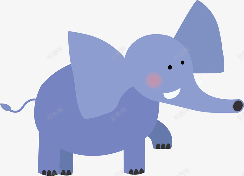 蓝色大象png免抠素材_新图网 https://ixintu.com 动物 可爱 大象 尾巴 手绘 耳朵 蓝色 长鼻子