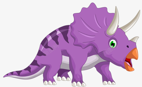 紫色三角龙png免抠素材_新图网 https://ixintu.com 侏罗纪 卡通恐龙 巨型动物 远古生物