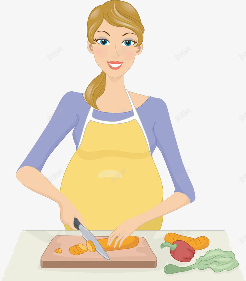 妈妈做饭png免抠素材_新图网 https://ixintu.com 做饭 卡通 妈妈 孕妇
