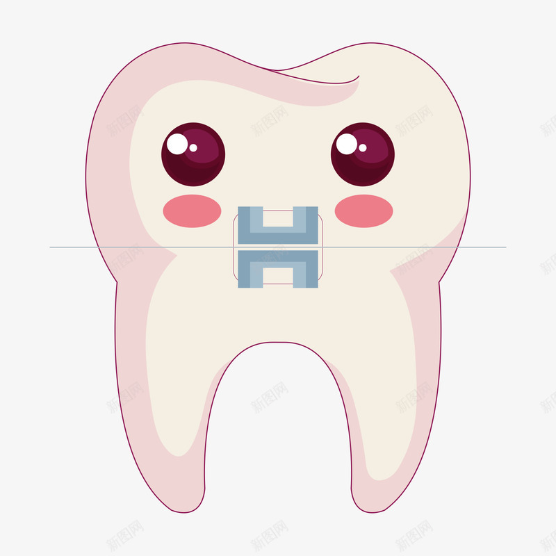 带铁箍的卡通牙齿矢量图ai免抠素材_新图网 https://ixintu.com 卡通牙齿 灰色 牙齿 粉色 铁箍 铁箍牙齿 矢量图