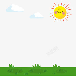 卡通农场风景绿色草地太阳高清图片