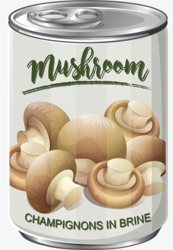 灰色蘑菇方便罐头矢量图素材