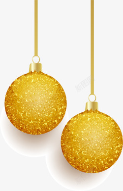 吊环挂饰圣诞节金色圣诞球高清图片