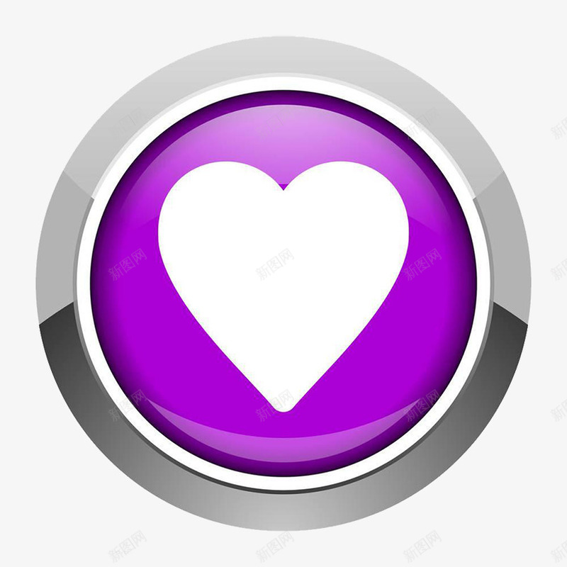 紫色科技感爱心按钮png免抠素材_新图网 https://ixintu.com 心形 心形按钮 按钮 灰色边框 爱心 现实 科技感 立体感 紫色