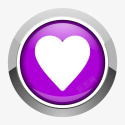 立体感边框紫色科技感爱心按钮高清图片