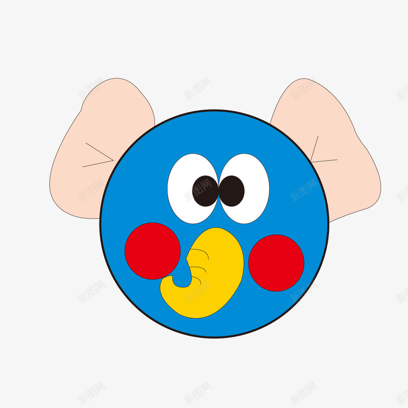 蓝色圆圆的大象脸png免抠素材_新图网 https://ixintu.com 圆圆的 大象 脸盆 蓝色