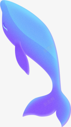 蓝色鱼鳍手绘鲸鱼高清图片