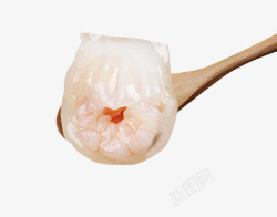 虾仁特写木勺里的水饺高清图片
