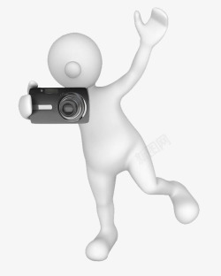 摆pose手拿相机的3D小人高清图片