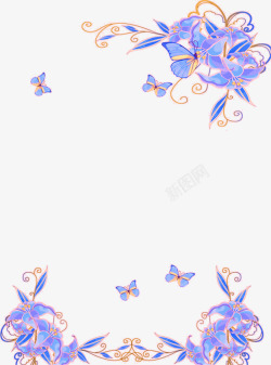 字纹紫色蝴蝶图案边框高清图片