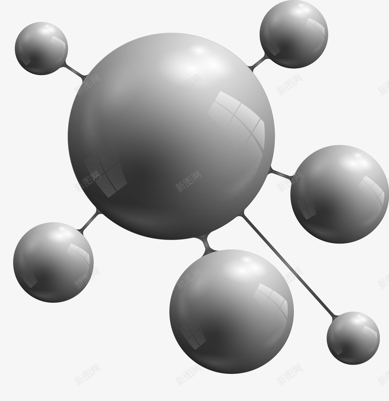 分子结构png免抠素材_新图网 https://ixintu.com 免费矢量 免费矢量下载 分子结构 灰色