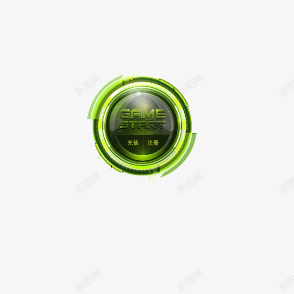 绿色游戏按钮psd免抠素材_新图网 https://ixintu.com GUI 充值 注册 游戏
