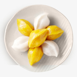 白色饺子盘子中的黄白色饺子高清图片