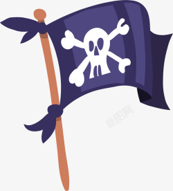 紫色骷髅海盗旗子矢量图高清图片