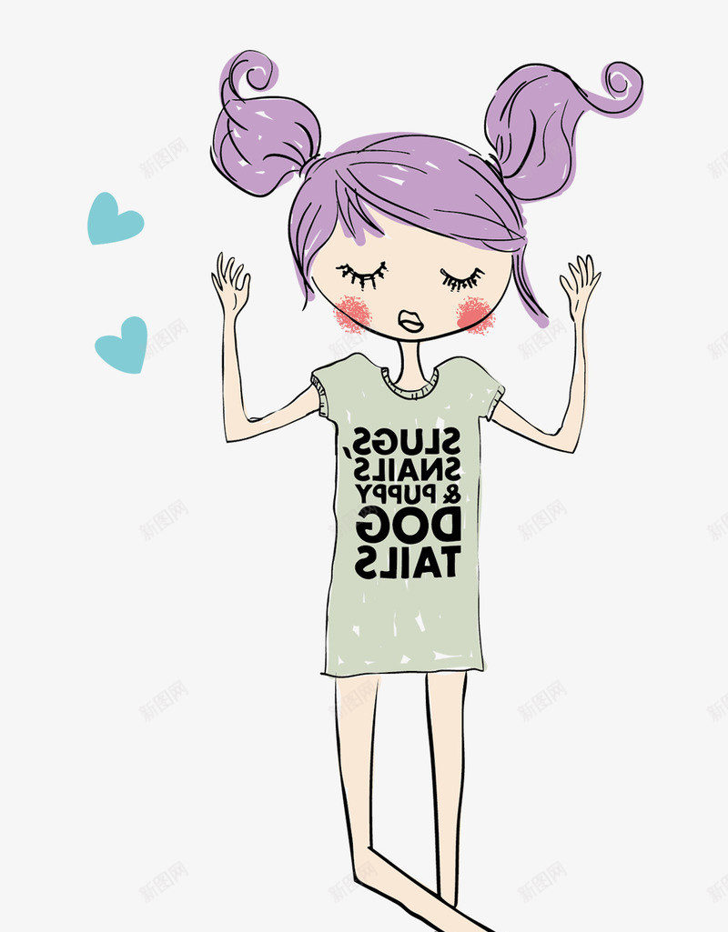 卡通手绘可爱女孩png免抠素材_新图网 https://ixintu.com 儿童 卡通人物 卡通女孩 卡通手绘可爱女孩png 女生 手绘女孩 简笔画 素描 紫色头发的女孩