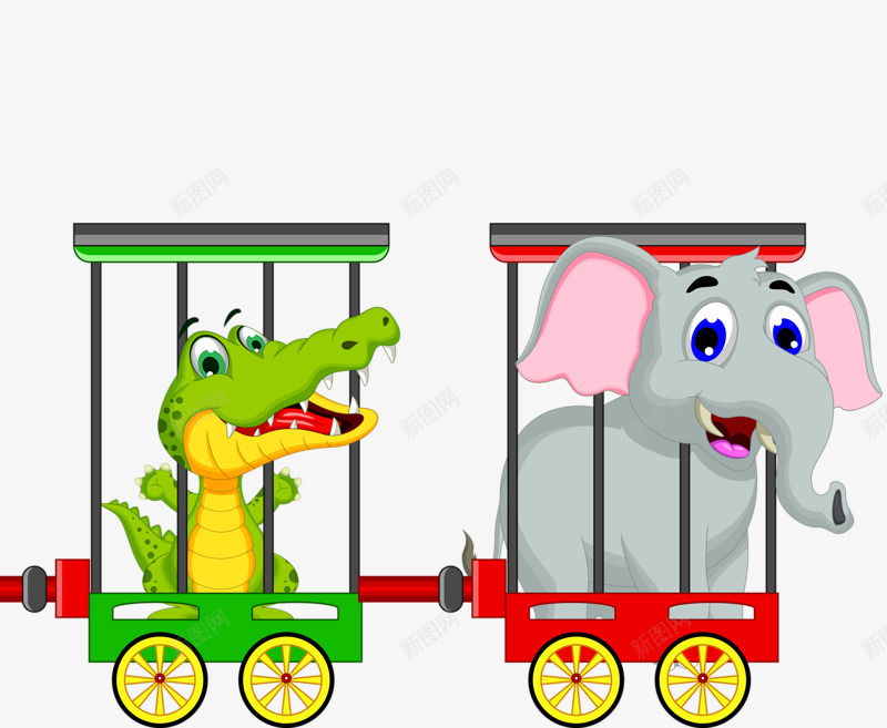 关在笼子里的大象和小龙png免抠素材_新图网 https://ixintu.com 大象 恐龙 笼子