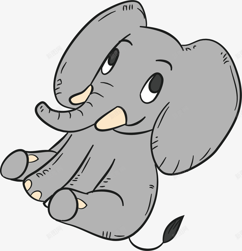 卡通大象矢量图ai免抠素材_新图网 https://ixintu.com 动物 动物插画 卡通 卡通动物 可爱动物 大象 小动物 矢量图