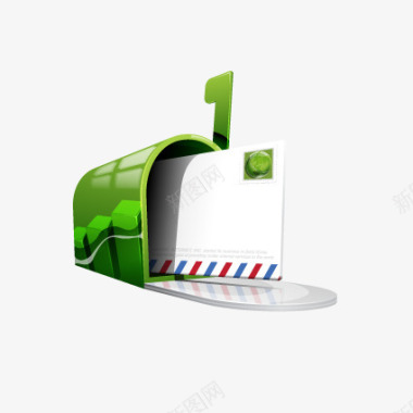 绿色质感邮箱图标图标