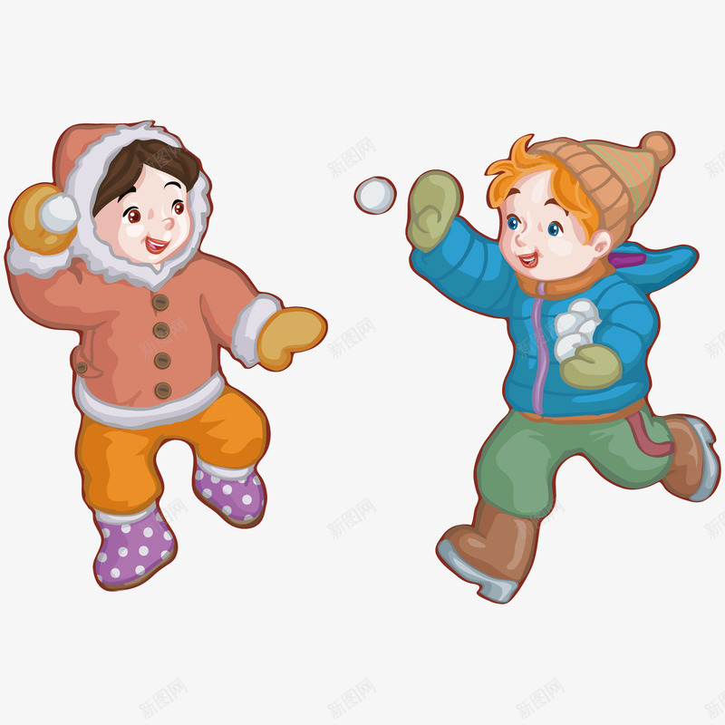 扔雪球的卡通小孩png免抠素材_新图网 https://ixintu.com 冬季 卡通 卡通小孩 雪球