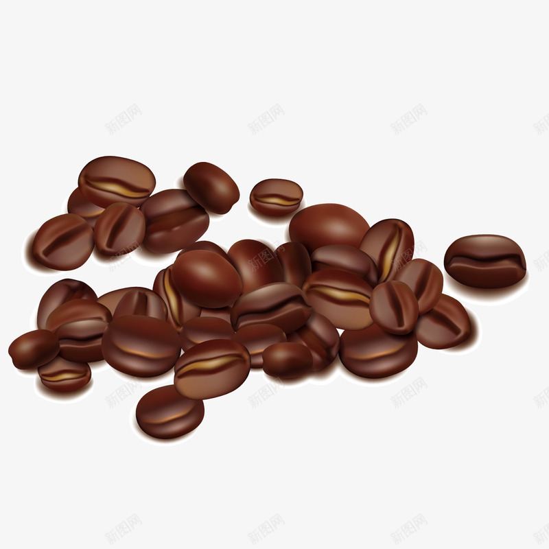 咖啡豆矢量图ai免抠素材_新图网 https://ixintu.com 3D 咖啡色 种子 逼真 矢量图