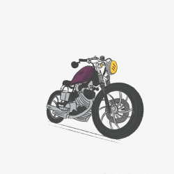 紫色摩托车卡通哈雷摩托高清图片