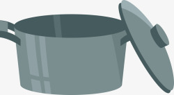 灰色带盖汤锅素材