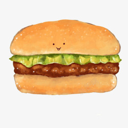 两片面包牛肉汉堡手绘画片高清图片