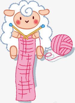 织围巾的绵羊妈妈矢量图素材