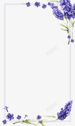 长方形紫色手绘长方形框紫色花边高清图片