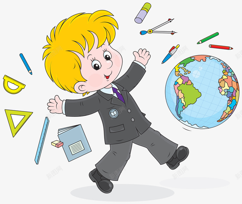 卡通学习人物png免抠素材_新图网 https://ixintu.com BACKTOSCHOOL 学习用品 开学 教育 返校 黑板