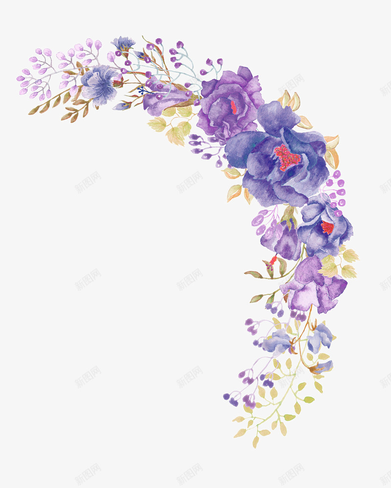 紫色水粉花朵装饰图案png免抠素材_新图网 https://ixintu.com 免抠PNG 水粉 紫色 花朵 花草 装饰图案
