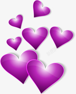 紫色情人节漂浮爱心素材