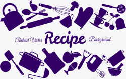烹饪课程紫色烹饪课程封面矢量图高清图片