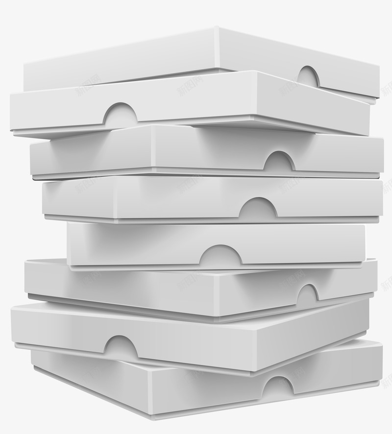 3D效果披萨盒子png免抠素材_新图网 https://ixintu.com 三维盒子效果图库 披萨盒库 白色盒子库 盒子库 盒子素材库 飞机盒