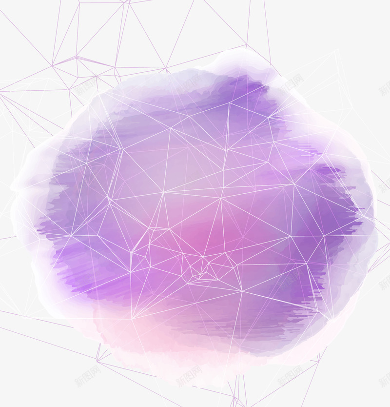 紫色水彩白色网格png免抠素材_新图网 https://ixintu.com 抽象 科技网 紫色水彩背景 网络结构