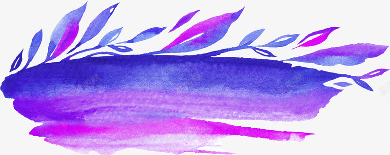 水彩效果png免抠素材_新图网 https://ixintu.com 墨迹 水彩 水彩花卉蒙版 水痕 蓝紫色