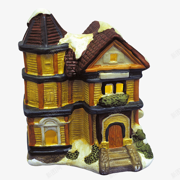 3D大房子png免抠素材_新图网 https://ixintu.com 堡垒 大房子 棕色 黄色
