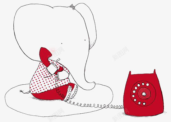 打电话的大象png免抠素材_新图网 https://ixintu.com 动物 卡通 复古 大象 手绘 打电话 拟人 插画 童话 红色