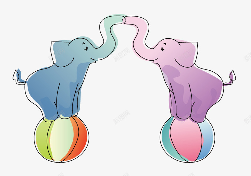 皮球上的大象png免抠素材_新图网 https://ixintu.com 动物 卡通 大象 插画 皮球
