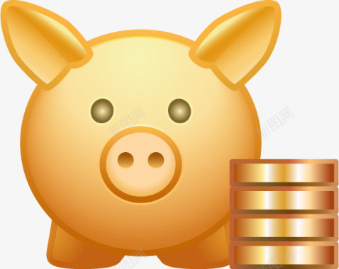 猪存钱罐和金币图标图标