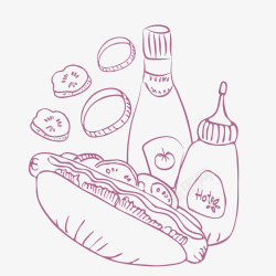 汉堡包装饰紫色手绘汉堡包高清图片